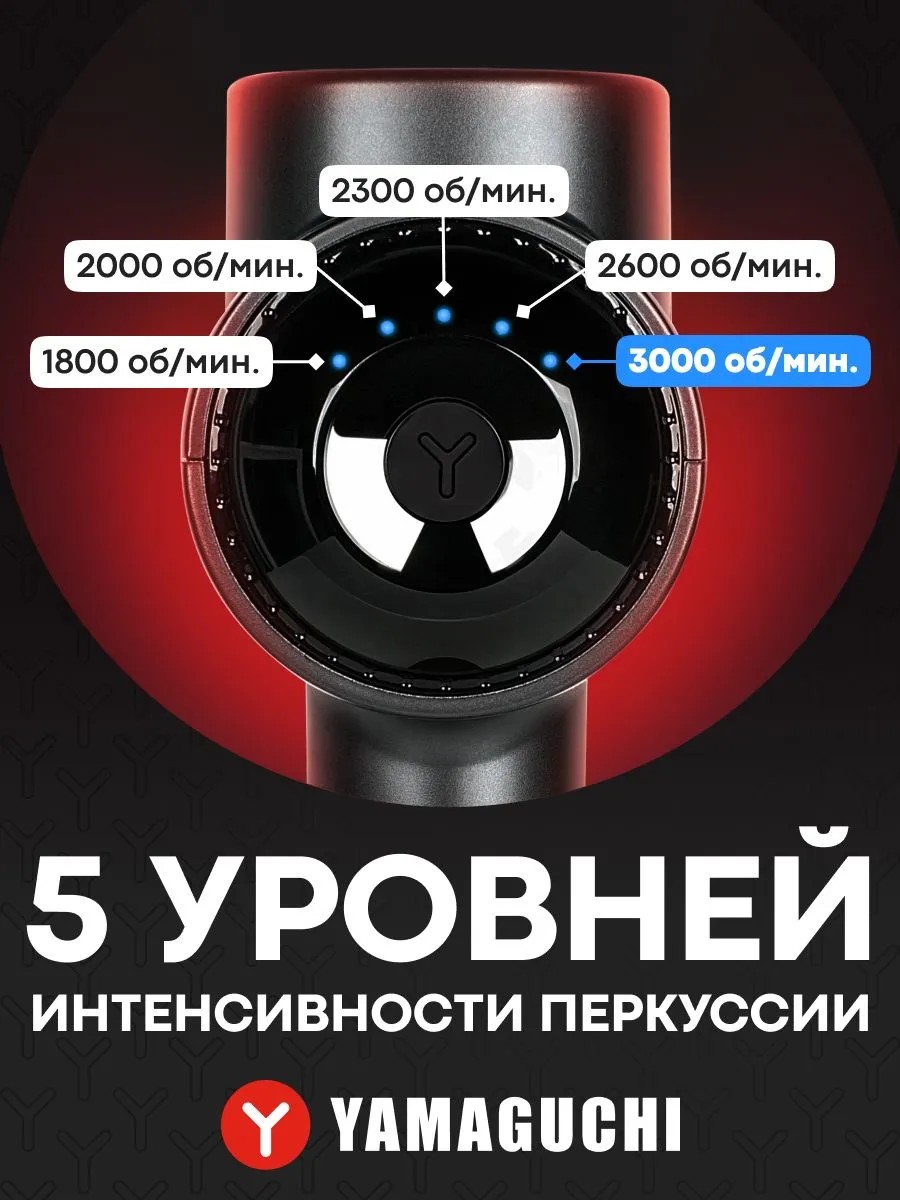 Пять уровней интенсивности YAMAGUCHI Therapy Massage Gun