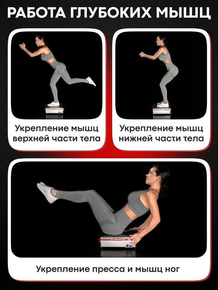 Работа мышц во время занятий на YAMAGUCHI Vibroplate Shape Up